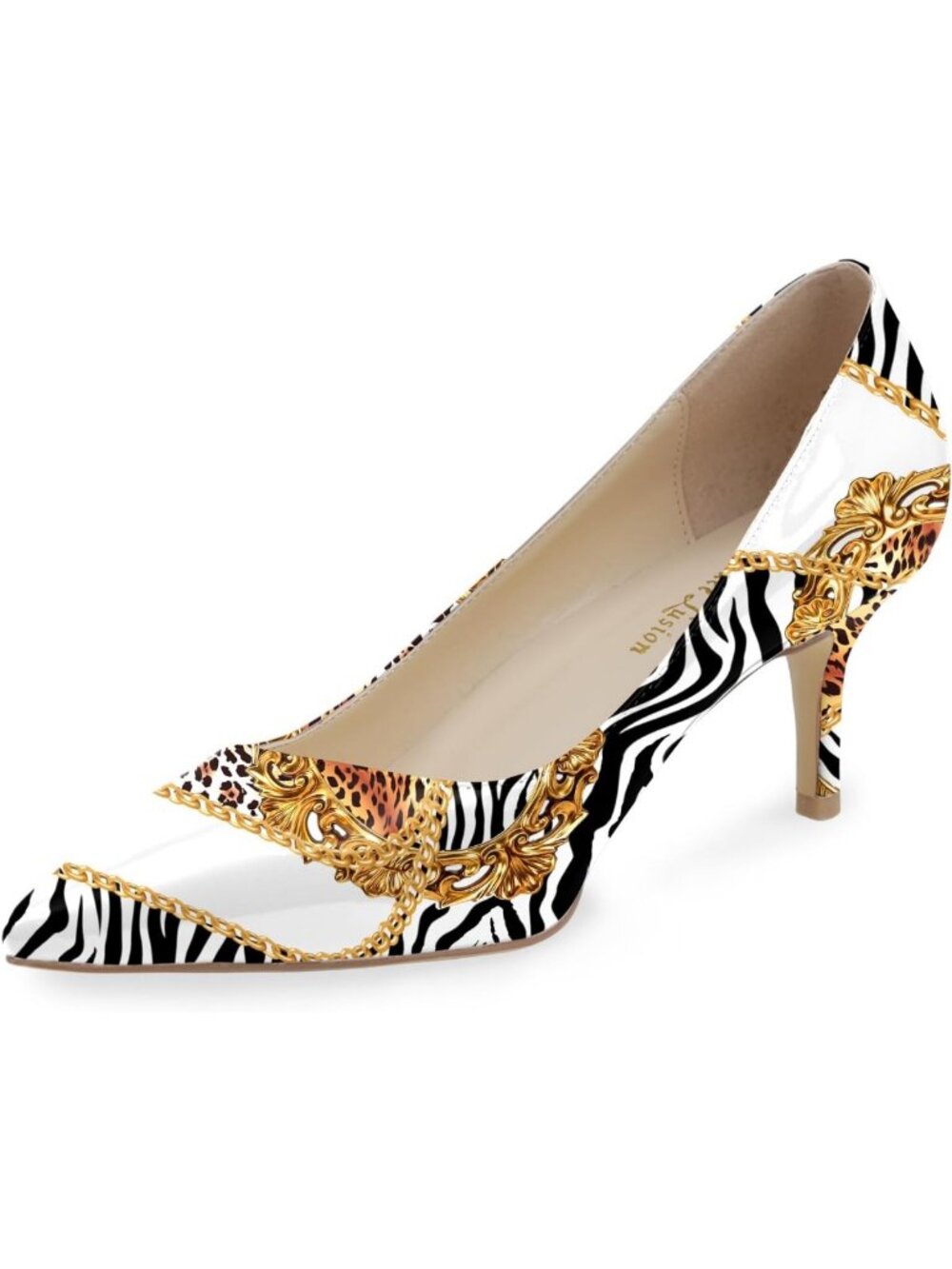 Chic Low Kitten Heels - Comfortable Closed Toe Pumps with Music Note Print